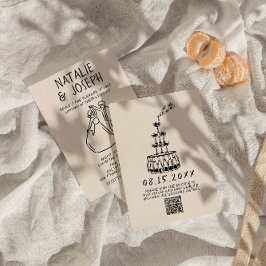 Convites Casamento de Código QR Único do Quirky Desenhado P