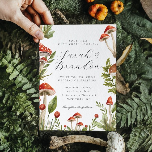 Convites Casamento de Cogumelo de Cobra de Madeira (Criador carregado)