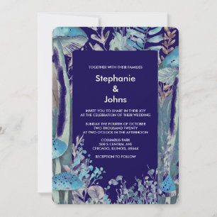 Convites Casamento de Cogumelo de Madeira Azul Marinho Azul