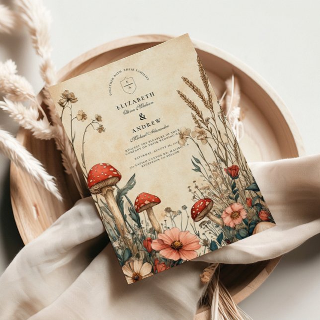 Convites Casamento de Cogumelo Mágico na Floresta (Criador carregado)