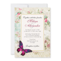 Casamento de Colagem com Borboleta Rosa e Rosa Ant