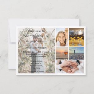 Convites casamento de colagem com na moda 6 fotos elegantes