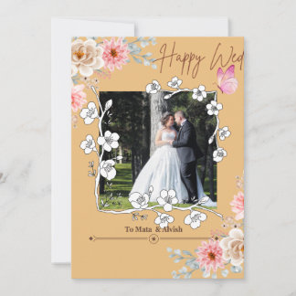 Convites Casamento de Colagem de Fotos Castanho-Claro Elega