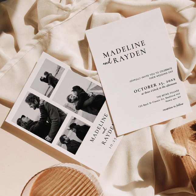 Convites Casamento de Colagem de Fotos de Simplicidade Eleg (Criador carregado)