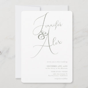 Convites Casamento de Colagem de Fotos Minimalista com Letr