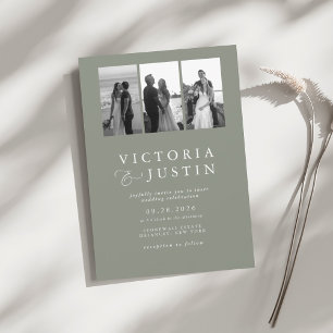 Convites Casamento de Colagem de Fotos Moderna Elegante