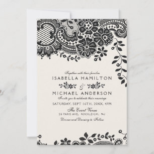 Convites Casamento de colar elegante e preto