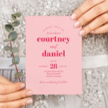 Convites Casamento de Combinação de Tendência Moderna Rosa<br><div class="desc">O Convite para casamento de "Combinação de Trendy Mix Match" rosa moderno apresenta pares de tipos modernos em cores ousadas e modernas.</div>