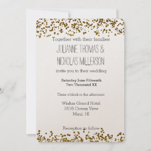 Convites Casamento de Confett de Bling Dourado