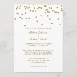 Convites Casamento de Confetti, Dourado e Branco Elegante