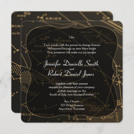 Convites Casamento de constelação Dourada e Negra