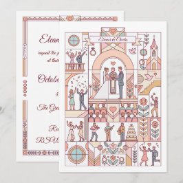 Convites Casamento de Conto de Fadas Art Déco