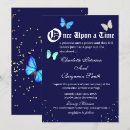 Convites Casamento de Conto de Fadas Borboleta Azul Marinho