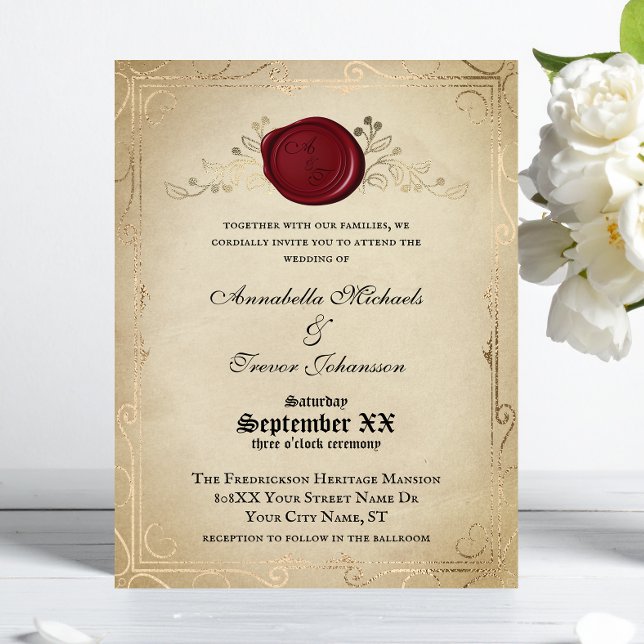 Convites Casamento de Conto de Fadas com Pergaminho Medieva (Criador carregado)