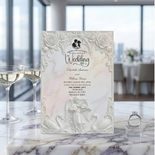 Convites Casamento de Conto de Fadas com Querubim e Cisne R