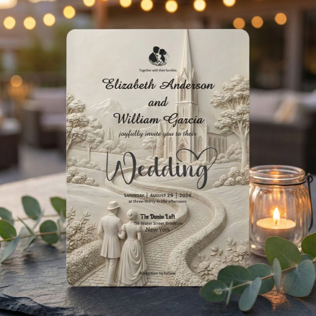 Convites Casamento de Conto de Fadas de Igreja Cenográfica  (Criador carregado)