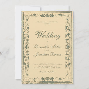 Convites Casamento de Conto de Fadas em Marfim Antigo