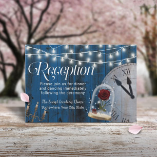 Convites Casamento de Conto de Fadas Rústico Recepção Azul