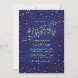 Convites Casamento de Contos Azuis e Dourados das Estrelas 