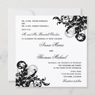 Convites Casamento de Convidados Individuais Floreados de P