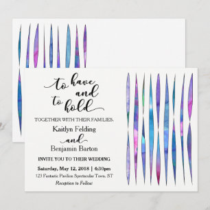 Convites Casamento De Cor Azul, Rosa, Púrpura Branca Moder