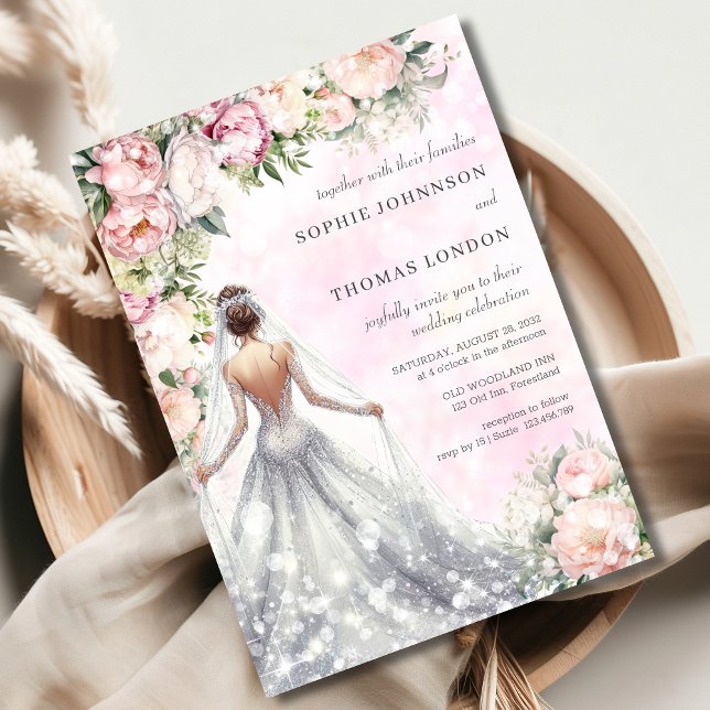 Convites Casamento de cor d'água com noiva (Criador carregado)