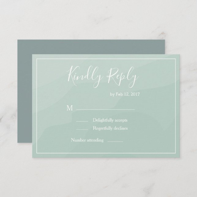 Convites Casamento de cor d'água de turquesa Elegante rsvp (Frente/Verso)