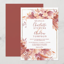 Convites Casamento de cor d'água floral de boho terracotta
