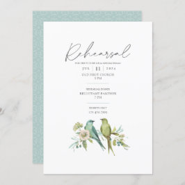 Convites Casamento de Cor de Água Botânica de Aves Verdes A