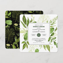 Casamento de Cor de Água Botânica Verde Preta