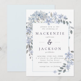 Convites Casamento de Cor de Água com Moldura de Hydrangeas