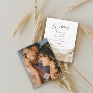 Convites Casamento de Cor de Água com Monograma Minimalista