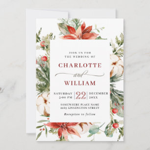 Convites Casamento de Cor de Água com Pinheiros Vermelhos