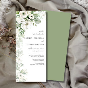 Convites Casamento de cor-de-água com rosa floral verde-poe