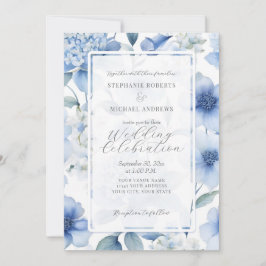 Convites Casamento de Cor de Água Elegante Floral de Hydran