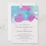 Convites Casamento de Cor de Água Púrpura Azul Sonhos Vibra<br><div class="desc">Este belo convite para o casamento apresenta uma mão pintada de design de aquarela etérea em azul,  roxo e verde-menta.</div>