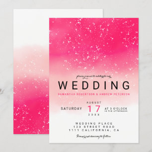 Convites Casamento de cor-de-água rosa-rosa-néon moderno