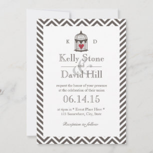 Convites Casamento de Coração Vintage em Galeria de Aves