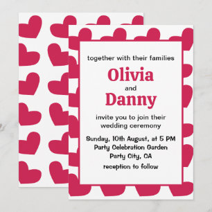 Convites Casamento de Corações de Amor Rosa