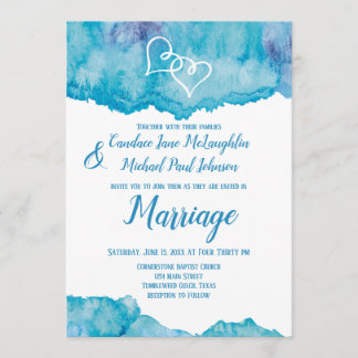 Convites Casamento de Corações Duplos de Cor Azul Teal