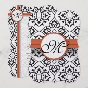 Convites Casamento de Coral de Borda do Lado do Damasco Doc