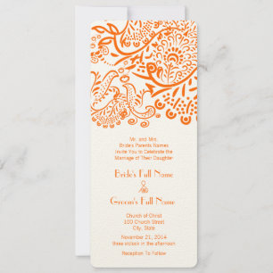 Convites Casamento de Coral Orange Love Birds