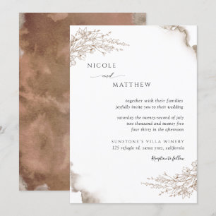 Convites Casamento De Cores Aquáticas, Botânicas E Terres