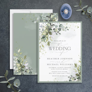 Convites Casamento de Cores de Água Botânica Elegante