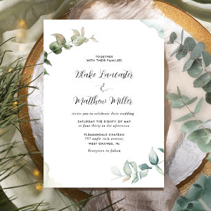 Convites Casamento de Cores de Água Elegante e Simples