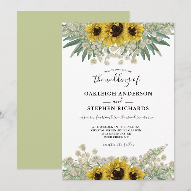 Convites Casamento De Cores De Cores De Cobra Rústica Botân (Frente/Verso)