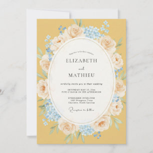Convites Casamento de Coroa de Centáurea com Mostarda Elega