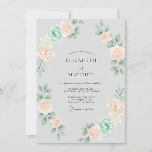 Convites Casamento de Coroa de Hortelã com Champanhe Suave