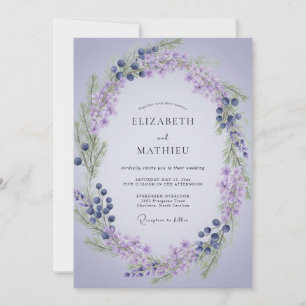 Convites Casamento de Coroa de Lavanda e Frutas