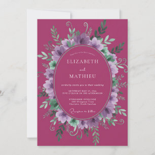 Convites Casamento de Coroa de Lilás Magenta